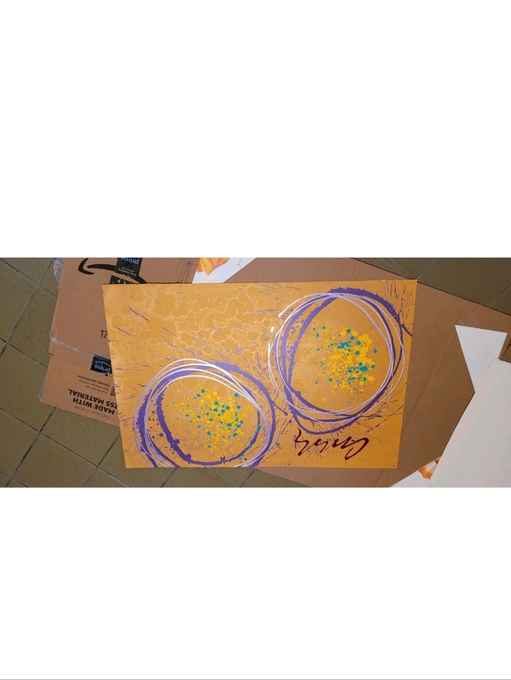Dale Chihuly  Float Abstract Orange Rpyal Floar Canvas Painting